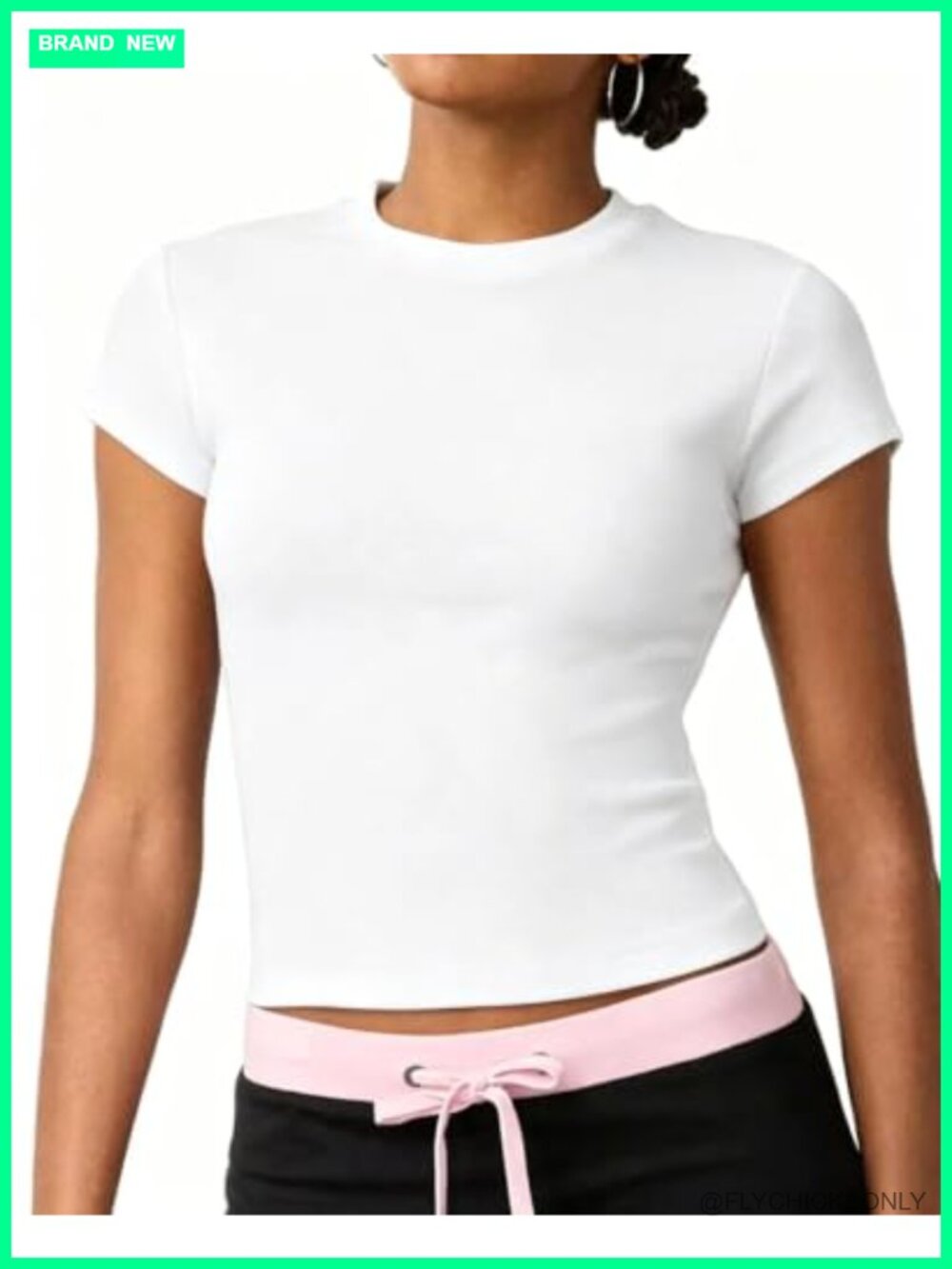 Cotton Basic Crew Neck Crop Top Short Sleeve Y2K Baby Tee